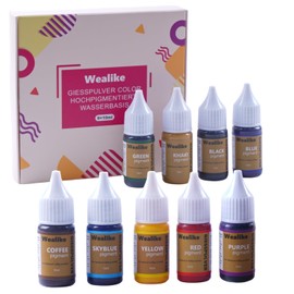 Wealike Water-Based Pigment 0.34oz/10ml x 9 Set for Eco Resin Casting Powder,Plaster,Jesmonite,Vibrant,Long-Lasting Color Paste for Craft