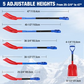 WORKPRO 3-Piece Snow Removal Kit, 47" Detachable Snow Shovel, 27" 2-in-1 Ice Scraper & Snow Brush Tool, Separate Snow Scraper for Car, Truck, Driveway, and Winter Conditions, Storage Bag Included