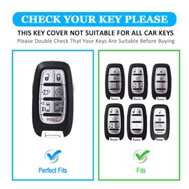 Key Fob Cover fit for Chrysler Pacifica, 7 Button for 2017-2024 Touring, Pinnacle, Limited, Voyager, 2020 Proximity, Smart Key Fob Replacement 68217832AC, 68217832AB, M3N-97395900 (White, Silver Edge)