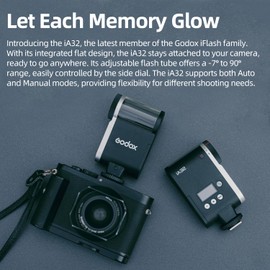 IA32 Mini Flash for Photography, 8 Power Levels, Portable Lightweight Design