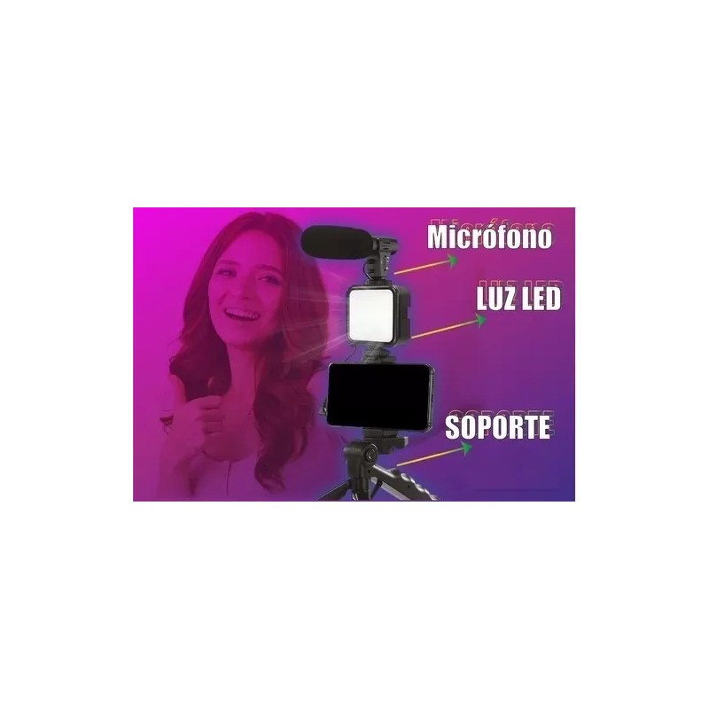 Fussion Kit Economíco Youtuber Vlogger (tripie, Microfono Y Luz Led)