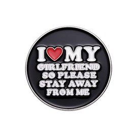 Broches esmaltados con corazón negro I Love my boyfriend I Love My Girlfriend - Broches esmaltados en forma de corazón negro, insignias de solapa, regalo para parejas, Normal, Metal, Gema NA