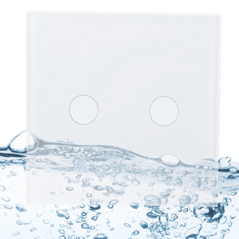 2 Gang Wall Switch with Indicator Tempered Glass Panel Touch