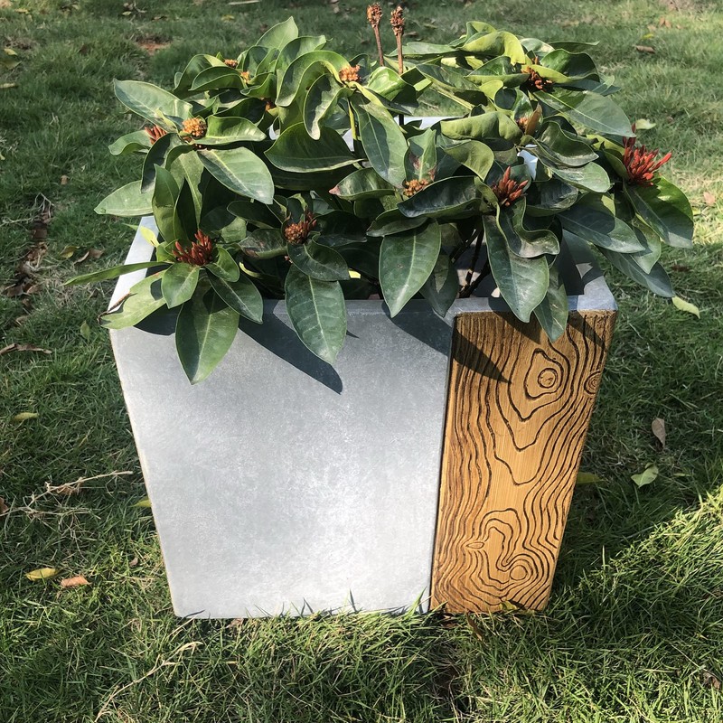 Kante RF0217A-C80811 Lightweight Concrete Modern Square Outdoor Planter, Timber Ridge