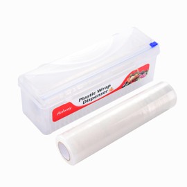 Plastic Wrap Dispenser with 12"x500ft BPA free Film - Cling Wrap Dispenser with Cutter for Food Film, Aluminum Foil, Baking Paper & More