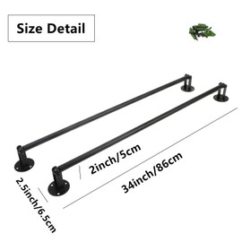 MYOYAY Corner Garment Rod 34in 2 Pack Industrial Pipe Clothes Hanging Bar Angle Adjustable Wall Mounted Clothes Rack Black Space Saving Metal Dryer Rails