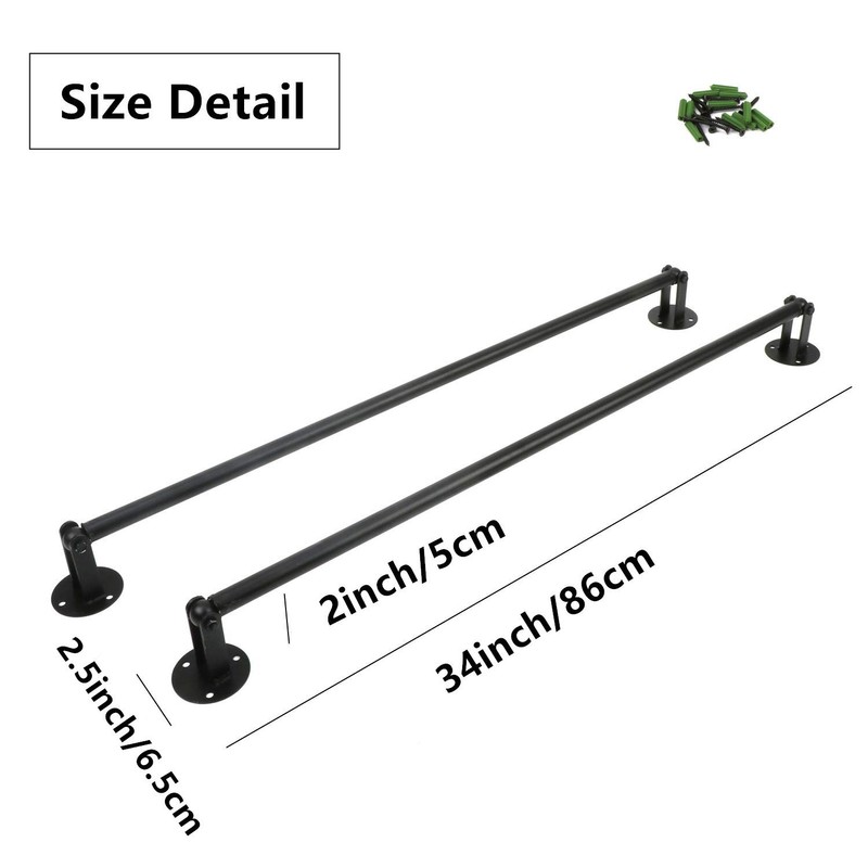 MYOYAY Corner Garment Rod 34in 2 Pack Industrial Pipe Clothes