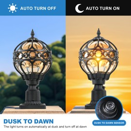 Zanritelit Outdoor Post Light Fixtures for Driveway Yard Lawn Patio Garden, Black Waterproof Exterior Pier Mount Post Light Outside Aluminum Post Lamp Light
