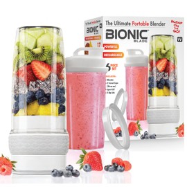 Bionic Blade Personal Blender - 26.5 Oz, Cordless, Rechargeable 18,000 RPM Portable Blender for Shakes and Smoothies - 8.6" Tall, Air-tight Shaker with Handle