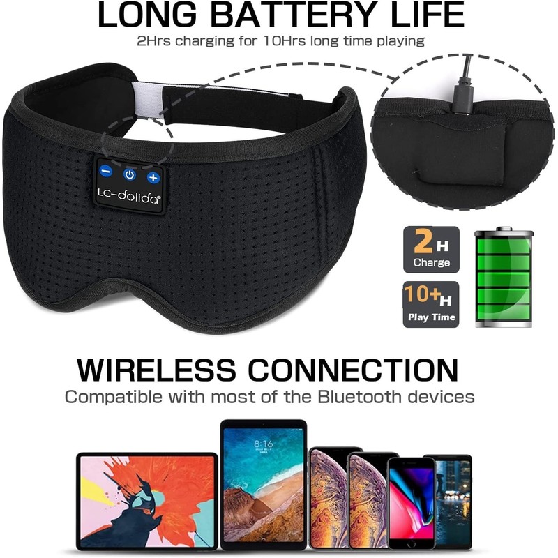 Bluetooth Sleep Mask, Sleep Mask, Headphones, LC-dolida Eye Mask, Eye