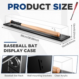 Baseball Bat Display Case Wall Mounted Tabletop Bat Display Case W/98% UV Protection Holder for Sport Collector Memorabilia Birthday Gift(Full Size-Fits ?36 Bats)