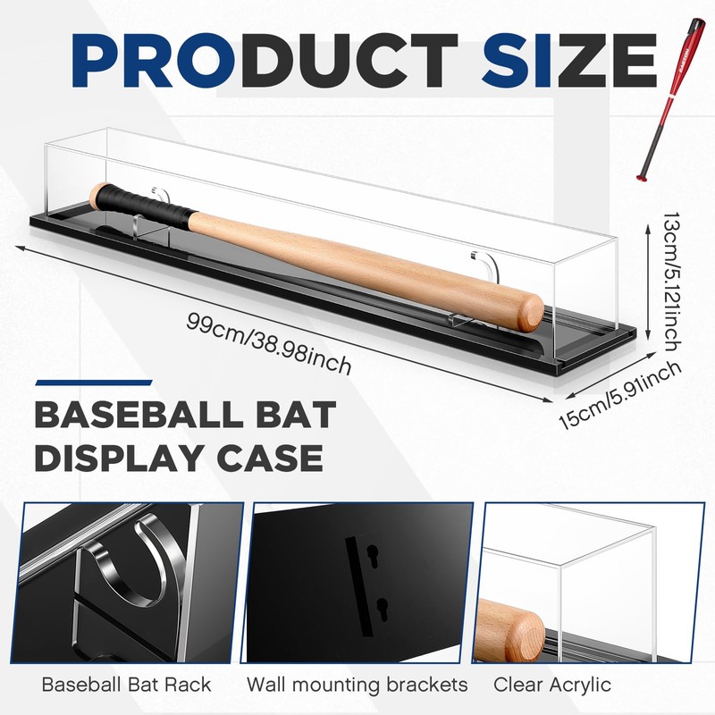 Baseball Bat Display Case Wall Mounted Tabletop Bat Display Case