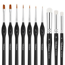 Vicloon Drybrush Set, 3 Goat Hair Brushes and 7 Fine Detailing Brushes, 10 Sizes Miniature Drying Brush, Miniature Brush Set for Model Painting