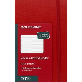Moleskine Weekly – Calendar/2016 German P/A6 Pocket Diary Hardcase Desk Diary – Red