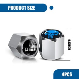 fasebeek 4 PCS Car Tire Valve Stem Caps, Skull Dust Proof Covers, 0.31" Vehicle Decor, Universal for Most Cars (Blue)