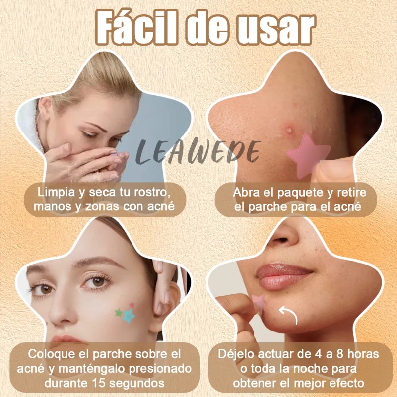 300pzs Parches Estrella Star Anti Acne Espinillas Granos