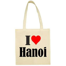 Reifen-Markt Tasche I Love Hanoi Größe 38x42 Farbe Natur Druck Schwarz