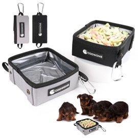 Dog Bowl Foldable Portable Travel Bowl Water Bowl for Dogs On the Go Pack of 2 Dog Drinking Bowl Leak-Proof Anti Slip Dog Bowls for Large Medium Small Dogs Cats Pets (Black Grey)