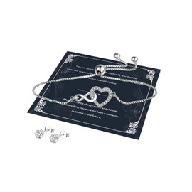 HOHOTANG Infinity Bracelet for Women, 925 Sterling Silver Love Heart Adjustable Friendship Bracelet, Anniversary Birthday valentines Bracelets for Women Ladies Mum Mother Wife