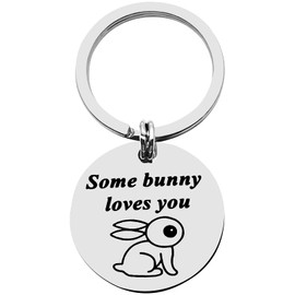 Cute Rabbit Keychain Bunny Owner Jewelry Some Bunny Loves You Key chain Easter Gift For Rabbit Lover Family Best Friends Keyring