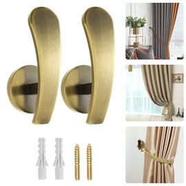 Curtain Window Treatment Holdbacks Tiebacks Tie Backs Back Hooks Hook Holder Holders Holdback Buckle for Wall, 2 Pack Bronze