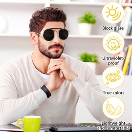 Duluok Retro Round Polarised Steampunk Sunglasses, Steampunk Retro Round Unisex Eyewear Glasses UV400,Side Shield Goggles Gothic Sun Glasses for Women Men, Golden Matel Frame