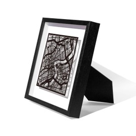 O3 DESIGN STUDIO Shanghai Paper Cut Map framed, Black map, Black frame, 9x9 inches, Gift Boxed, 2 background color, self-changing, Paper Art