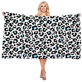 KDFSSIPE Leopard Print Beach Towel, Leopard Print Beach Towel, Leopard Print Towels, Bath Towel for Bathroom, Kitchen, Accessories, Hotel, Spa, Valentine's Day, Mother's Day, Wedding Blue