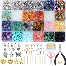 GUJOXILA 1612 Pcs Crystal Beads Jewellery Making Kit Gemstone Beads for Jewelry Bracelet Earrings Rings Making Kit Irregular Drilled Healing Crystal Stone Bead Set for Crafting