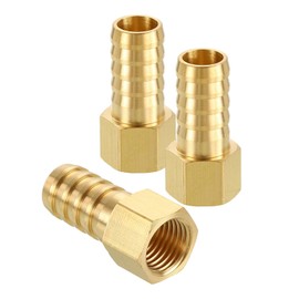 HARFINGTON 3pcs 1/2" to 1/4" NPT Female Brass Hose Barb Fitting Metals Splicer Mender for 3D Printing, Air Compressor, CNC Machine, Dies