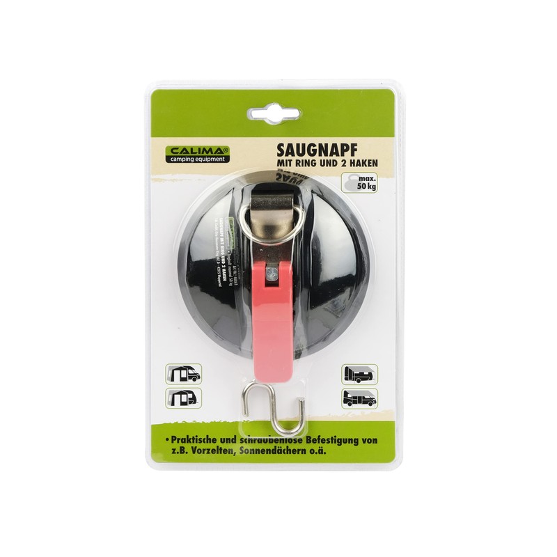 CALIMA 46061 Suction Cup with Ring and 2 Hooks, Maximum