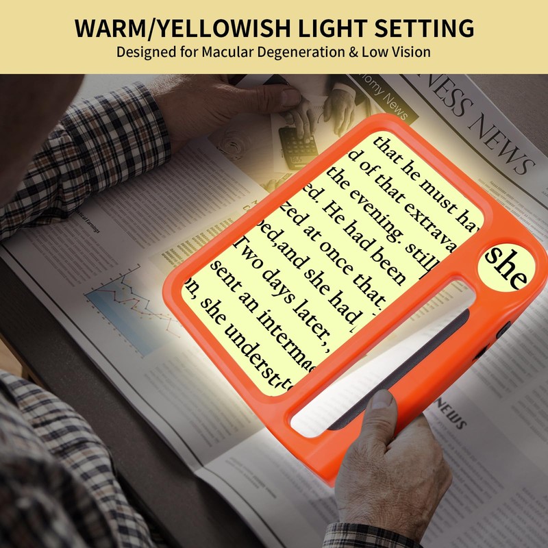 Amoper 5X 10X Full-Page Magnifying Glass with Light, Rechargeable Handheld