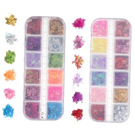Mikinona Heart Sequins for Nail Art 2 Boxes High-Grade Material DIY Manicure Decals Valentine's Day Present