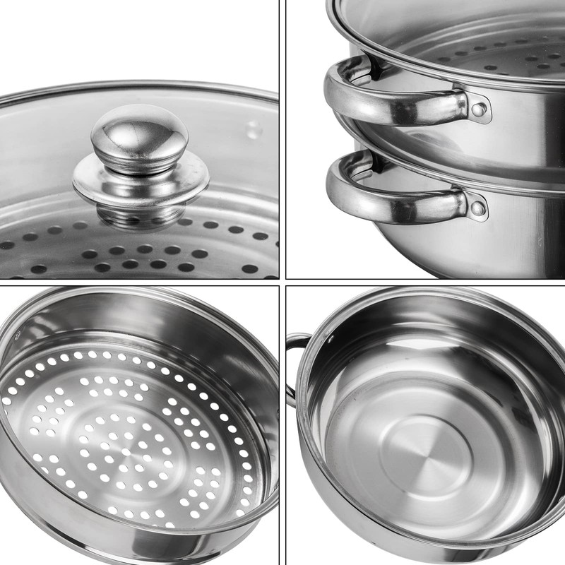 ZENFUN Steamer Pot With Lid 2 Tier, Multipurpose Stainless Steel
