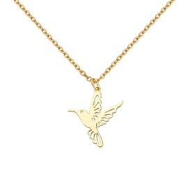 PLITI Hummingbird Necklace Hummingbird Lover Gift Hummingbird Memorial Gift Sympathy Gift For Animal Lover (Golden Hummingbird necCA)