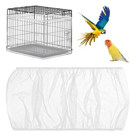 YBEATY 2 PCS Bird Cage Seed Catcher Airy Gauze Bird Cage Cover White Birds Cages Net Cover Guard Net Adjustable Stretchy Birds Cages Netting Universal Birdcage for Parrot Enclosures Round Square