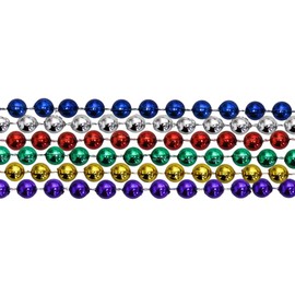 Mardi Gras Spot 6D336COL 33 Inch 07mm Round Metallic 6 Color Mardi Gras Beads - 6 Dozen (72 Necklaces)