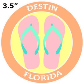 Athena Brands Flip Flops Destin Florida - Car Truck Window Bumper Graphics Sticker Decal - Sunset Orange