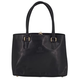 GERMANUS Lilly Leather Handbag Shopper Shoulder Bag Business Bag Shopping Bag for Women Made of Real Leather in Black, black