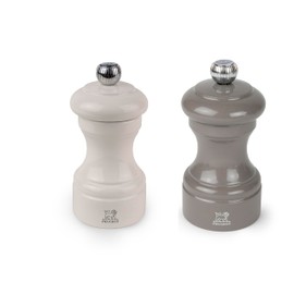 Peugeot Bistro Pepper and Salt Mill Set, 4in - Essential Kitchen Tools with Adjustable Grinding Precision, Beechwood Mills - Enhance Flavors in Everyday Cooking (Ivory/Grey)