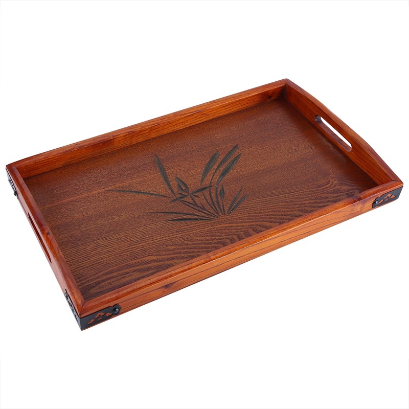 Large Wood Serving tea Water Drinks Tray Wooden Breakfast Tea