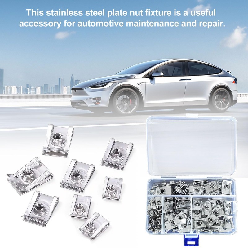 Pack of 100 Sheet Metal Nuts Car, U-Shaped Sheet Nuts,