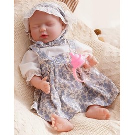ROBOTIME 17-Inch Reborn Baby Doll – Lifelike Sleeping Newborn with Soft Vinyl Skin, Realistic Details, and Cuddly Weighted Body for Kids
