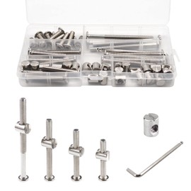 Crib Screws Bolts Hardware Replacement Kit, 28 Set M6 Bolts &Barrel Nuts for Bed Frame,Furniture,Chairs and Cabinets - M6x20/40/60/80mm Hex Drive Socket Cap Screws Assortment