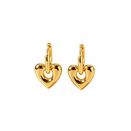 Gold Heart Dangle Earrings for Women Chunky Love Heart Huggie Earrings Titanium Steel Romantic Charm Drop Earrings Fashion Statement Jewelry Gift