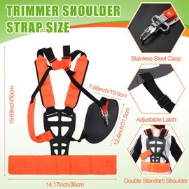 MorningRo 4 Pcs Trimmer Shoulder Strap Padded with Trimmer Replacements Shaft Clamp and Handle Bar, Weed Harness, Universal Adjustable Nylon Double Shoulder Harness