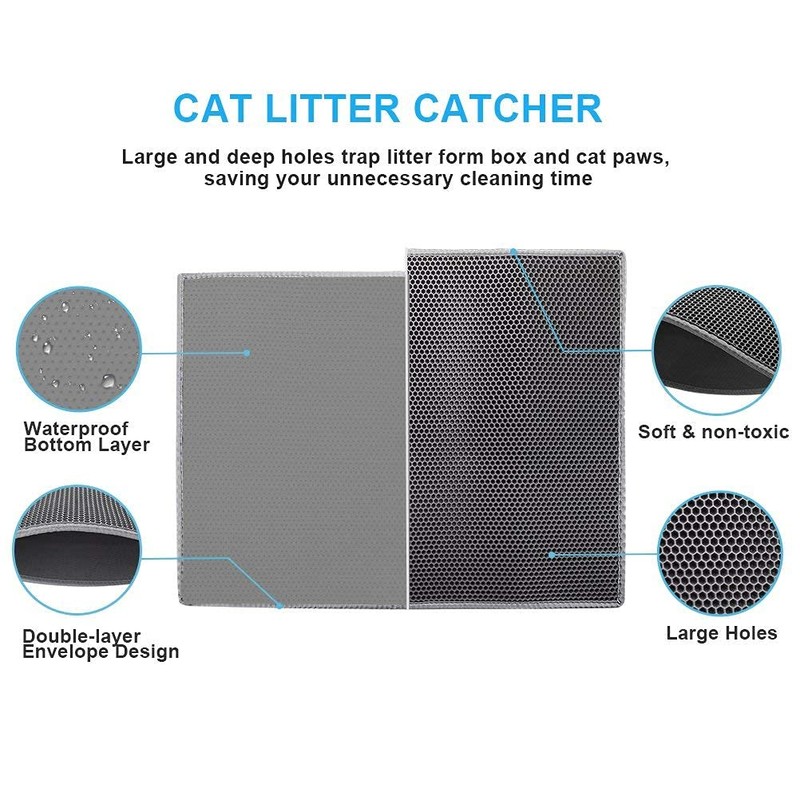 Pieviev Cat Litter Mat Double Layer Waterproof Urine Proof Trapping
