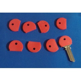 LOT OF EIGHT RED ORANGE COLOR KEY IDENTIFIER CAPS IDENTIFICATION FOR KEYS