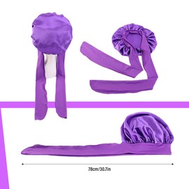 Satin Hair Cap for Women, Double Sided Silk Hood for Sleeping, Sleep Cap, Hair Protect for Curls, Sleep Cap for Long Hair, Silk Bonnet Sleep Cap for Curls, Sleep Cap for Long Hair, Purple