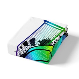 Volleyball Ball Duvet Set 135 x 200 cm Volleyball Games Sports Bedding Set for Boys Girls Boys Men Black Splashes Tie Dye Comforter Cover Rainbow Ball Net Duvet Cover